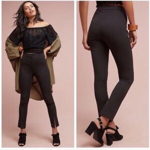 Anthropologie Women's Size 6 Essential High Rise Skinny Front Slit Black Trouser